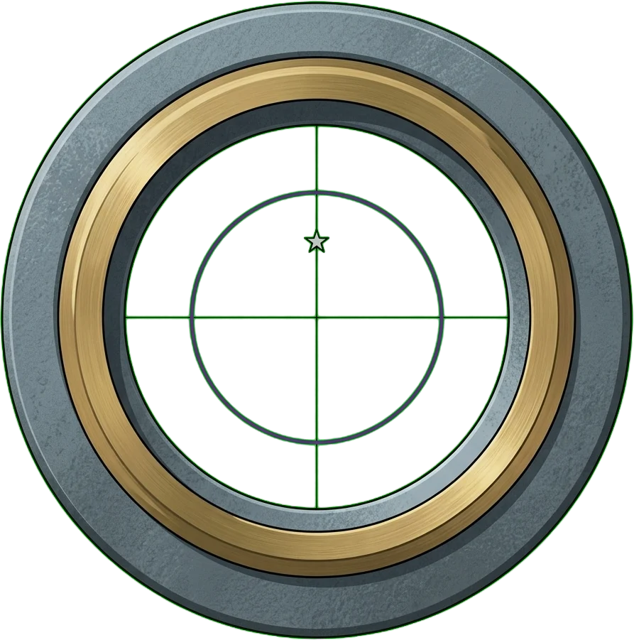 Eyepiece reticle with a star exactly on the vertical wire