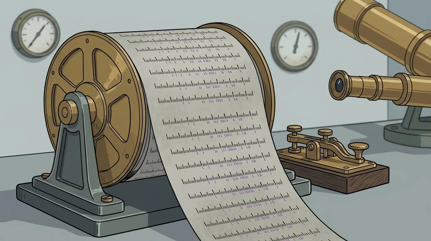Chronograph drum paper unrolled with clock ticks and violet guess ticks